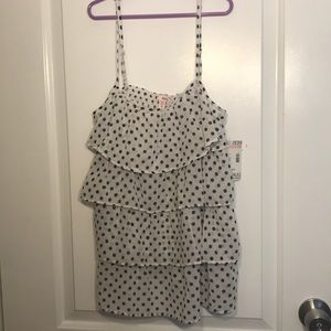 Black and White Polka Dot Ruffled Top